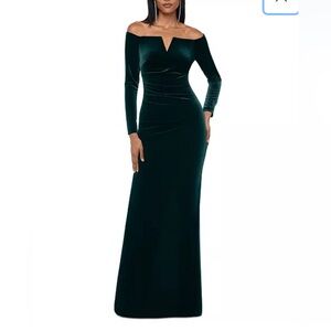 Green Velvet Floor Length Formal Gown